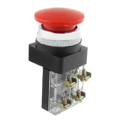 

AC 600V 6A 38mm 1.5" Red Sign Momentary Mushroom Push Button Switch 1 NO 1 NC