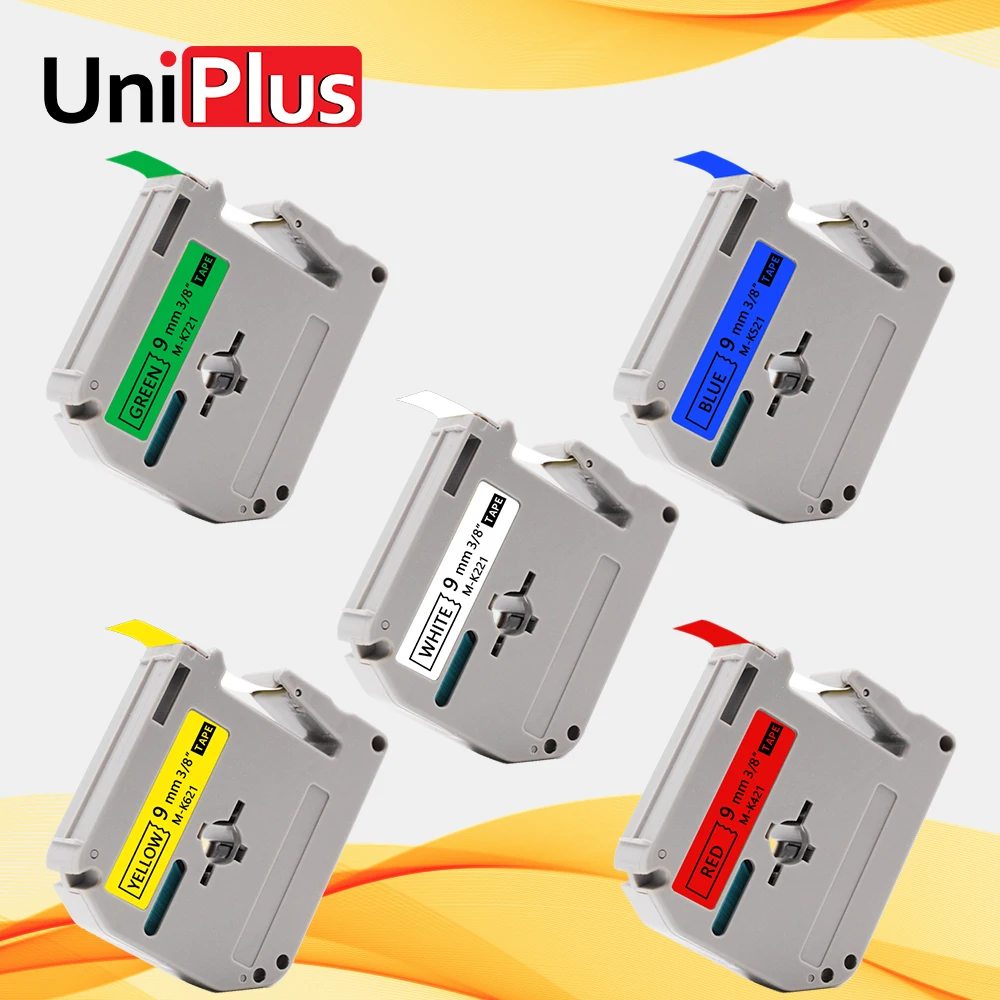 UniPlus 5PK M-K221 MK221 MK-221 9 мм лента для маркировки подходит Brother герметизирующая ptfe-лента