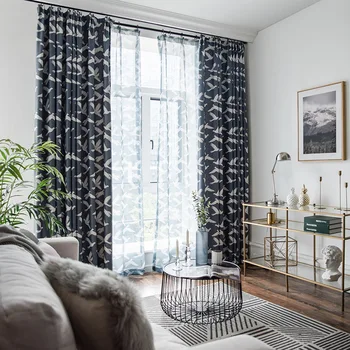 

Custom [peace Pigeon] Curtains Living Room Dining Room Bedroom Modern Chinese Curtains Black Silk Shading Printed Curtain Tulle