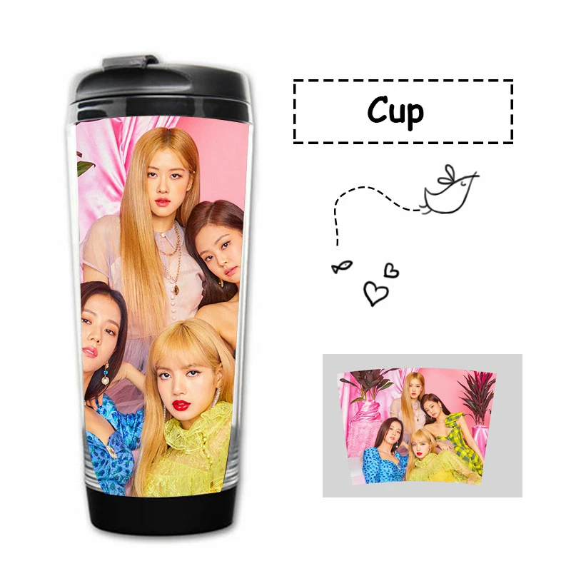 Kpop BLACKPINK Обложка для журналов кривые чашки Дженни JISOO Роза Лиза двухслойный Пластик чайная чашка BLACKPINK бутылки вентиляторы подарки
