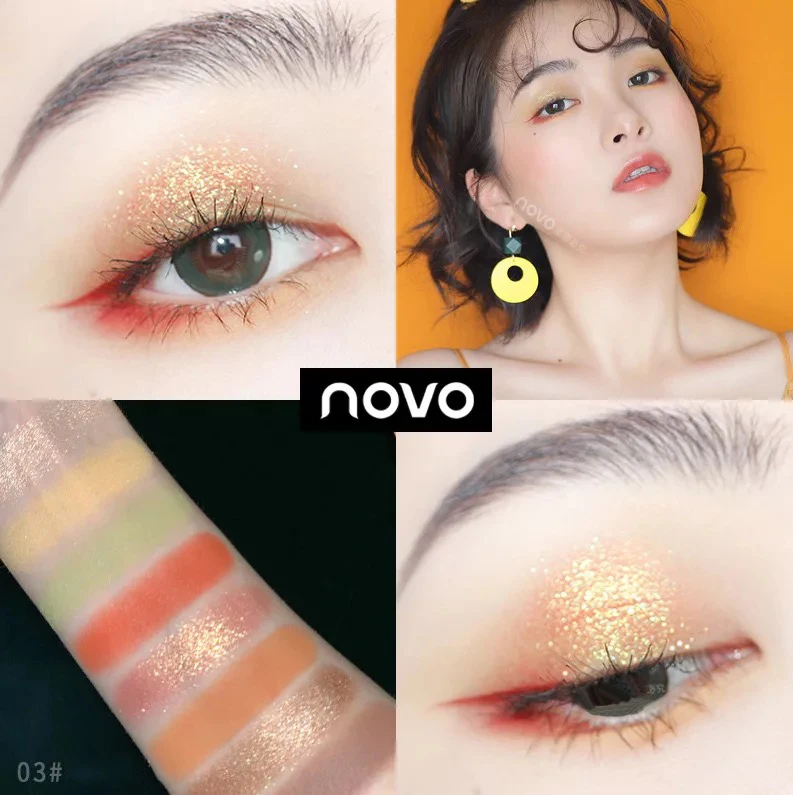 color 03 NOVO, 8 цветов, тени для век, красивые, глазурованные, профессиональные, мягкие, гламурные, матовые, тени для век, блеск, легко носить, макияж, тени для век, палитра - Цвет: color 03