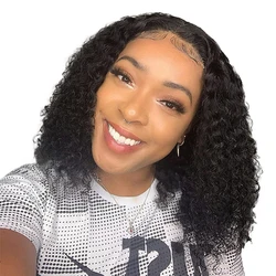 Short Bob Wigs Lace Front Human Hair Wigs Jerry Curly Malaysian Human Hair Bob Wig For Women 4X4 Lace Closure Human Hair Wigs