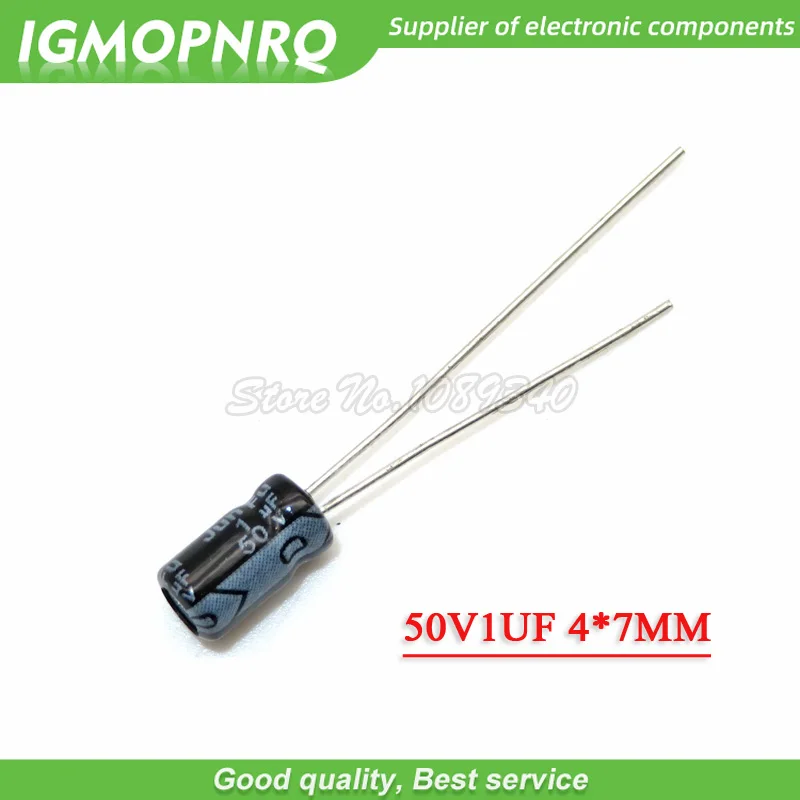 

50PCS 50V1UF 4*7mm 1UF 50V 4*7 Aluminum electrolytic capacitor