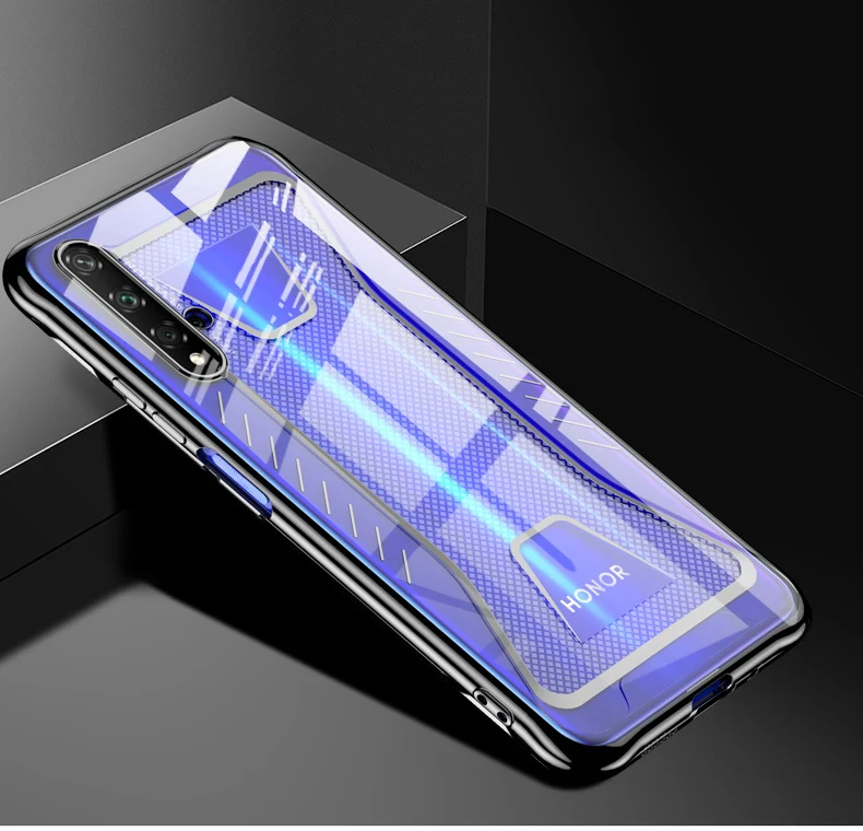 Black Для huawei Honor 20 Pro 20 Nova 5T чехол с лазерным покрытием из ТПУ Мягкий противоударный Прозрачный чехол для huawei Honor20 - Цвет: Black