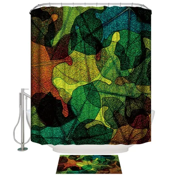 

Note The Abstract Leaves Of The Leaf Veins Shower Curtain Set Bathroom Decor