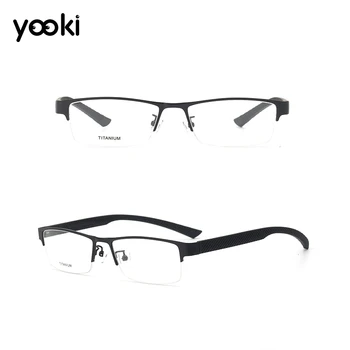 

Quality Prescription Eyeglasses Half Frame Titanium Glasses Resin Lenses Optical Glasses Customize Myopia Spectacles P8552
