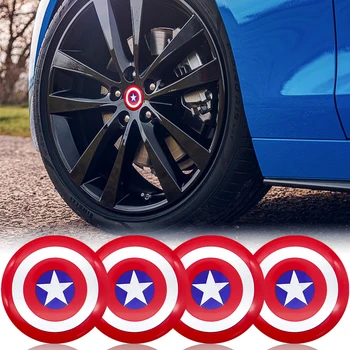 

4pcs wheel hub center stickers car accessories cover with Captain America Shield logo for 56mm hub caps