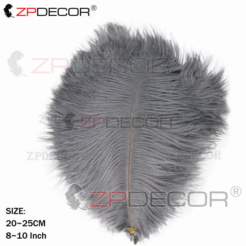 ZPDECOR Красивые 20-25 см/8-10 дюймов страусиные перья для рукоделия ювелирных изделий для свадебной вечеринки - Цвет: Серый
