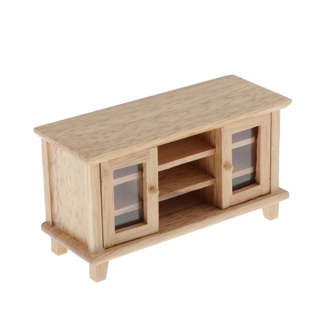 112 Dollhouse Miniature Wood TV Stand Bench Living Room