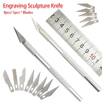 

Pen Cutter Engraving Craft Knive Blades Non-Slip Metal Scalpel Knife Tool Kit for Mobile Phone PCB DIY Repair Tool Hand Tool Set