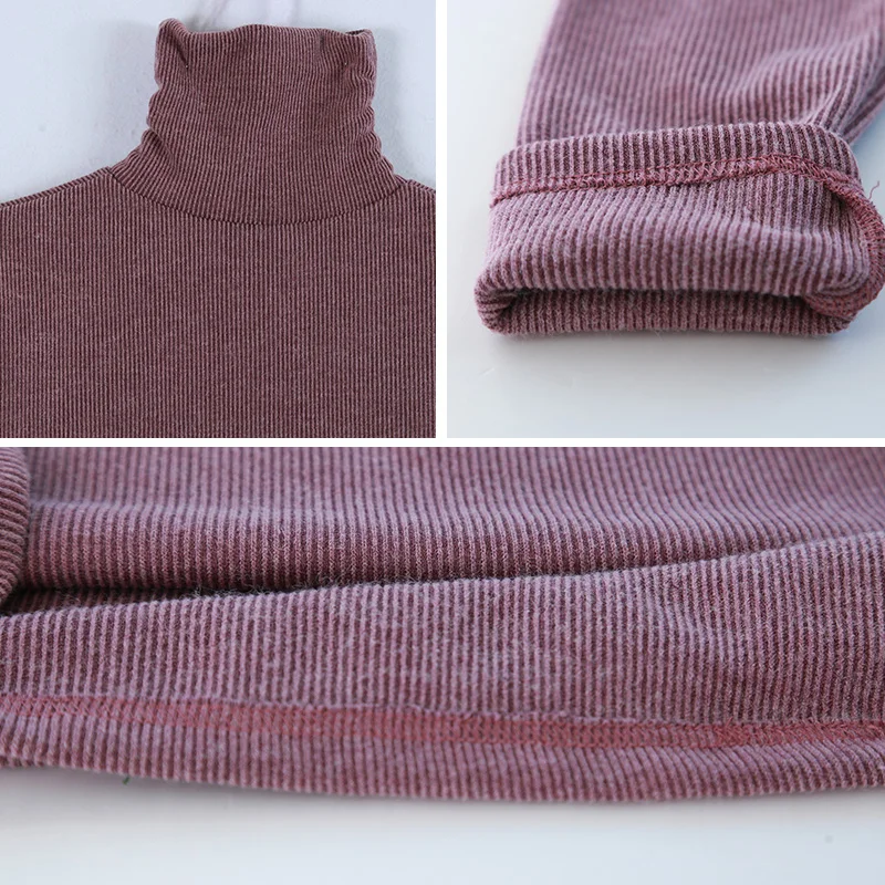 LZJN 2019 Autumn Winter Full Sleeve Women Knitted Turtleneck Sweater Dress Mid-length Female Knit bottoming Shirt Black 4 Colors (31)