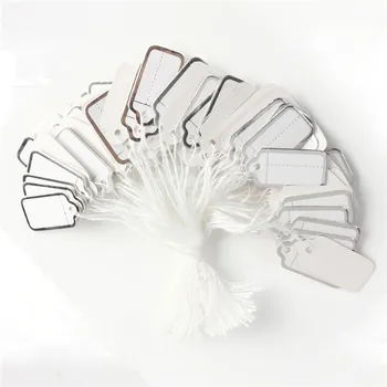 

500pcs Waterproof Strip Line Labels Tree Signs Labels Tie String Strung Price Tickets Jewelry Watch Cloth Display Tags 25x13mm