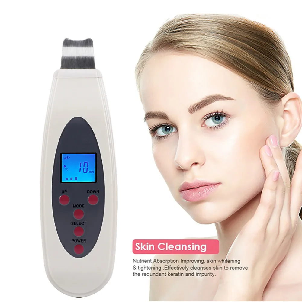  Ultrasonic Skin Scrubber Deep Face Cleaning Massager Remove Dirt Blackhead Peeling Lifting Anti Agi