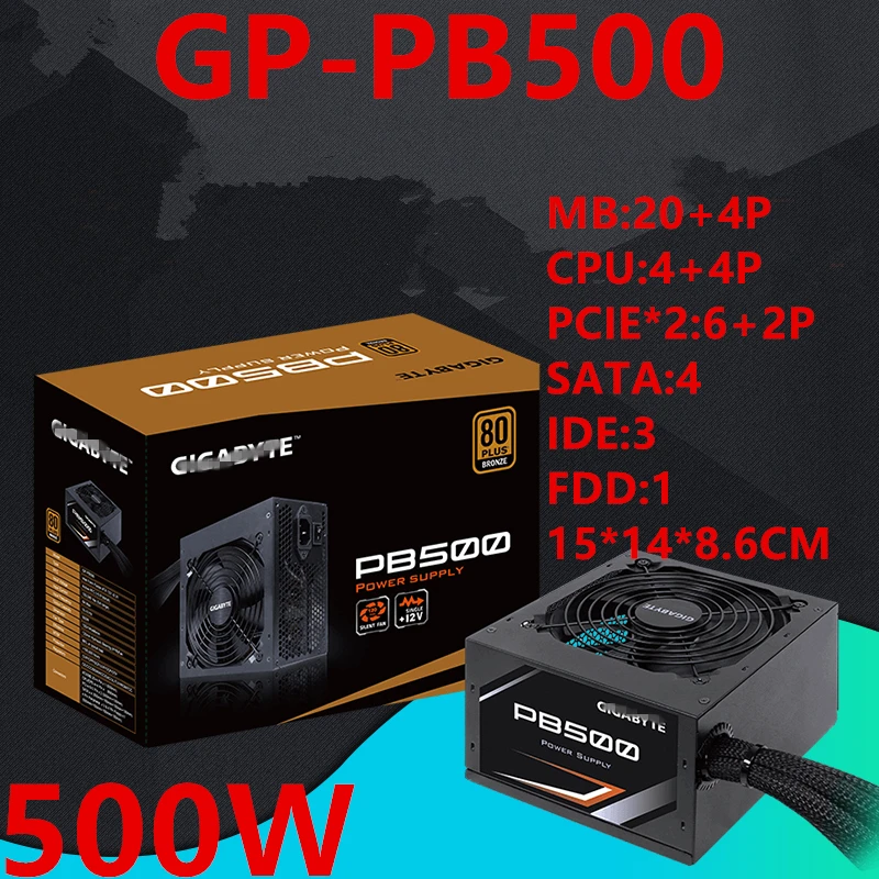 Блок питания для Gigabyte Intel ATX 12V RTX2060 80plus Bronze энергосберегающий бесшумный Блок питания 500W блок питания GP-PB500