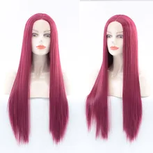 Розовый, красный цвет, длинные прямые волосы, парик на кружеве, фиолетовый, жаростойкий, без клея, синтетические парики на кружеве для женщин, парик для косплея