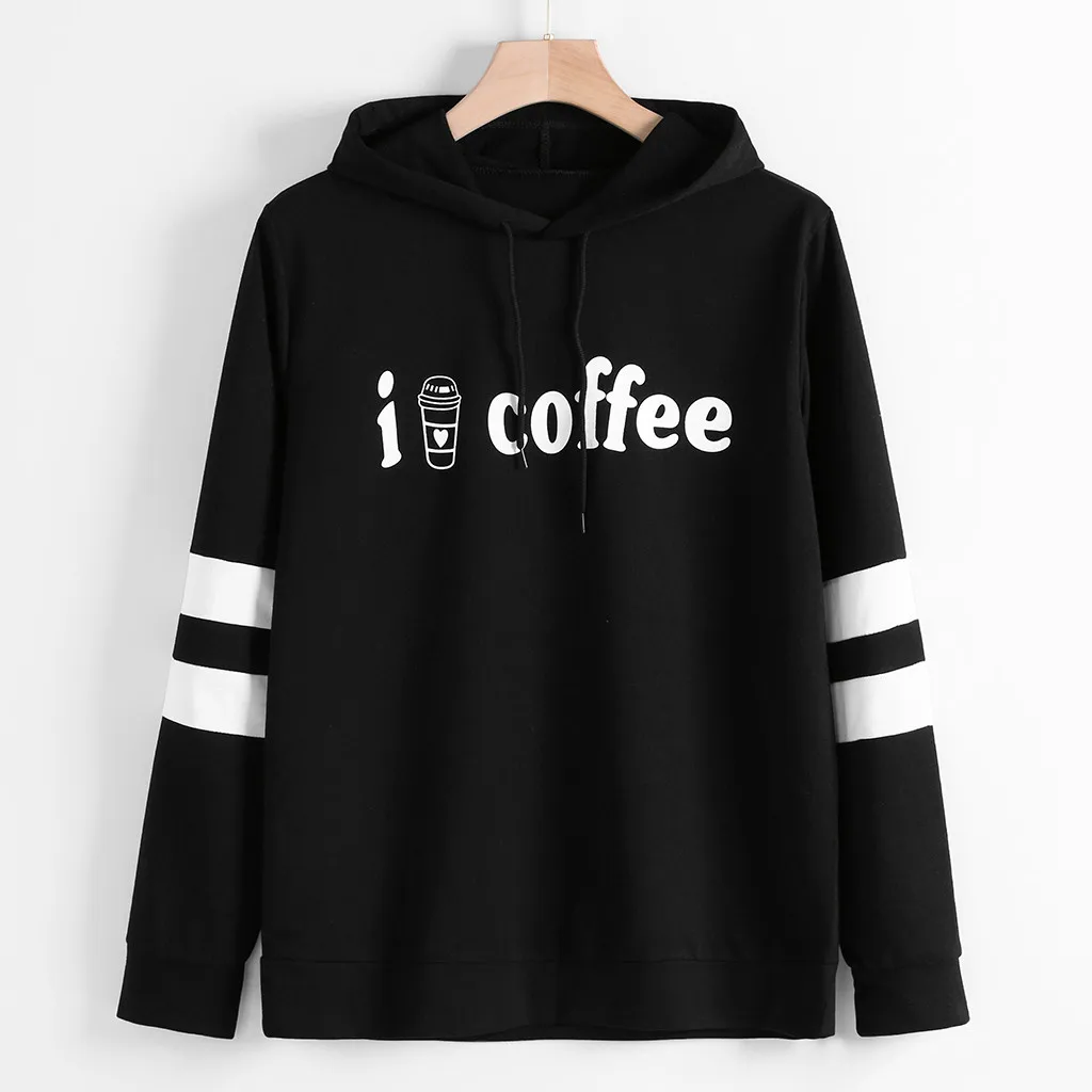 Hoodies Women Autumn 2019 Letter Striped Hooded Harajuku Streetwear Hoodie Hoodies And Sweatshirts Women Pullovers Clothes