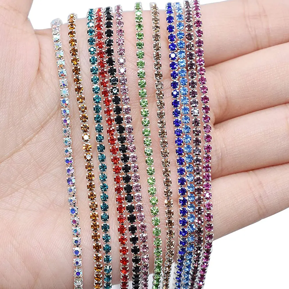 

10yards SS6-SS12 Crystal Rhinestone Close Chain Trim Sew-On Glue-On Cup Chain Rhinestones for DIY Crafts Garment Accessories