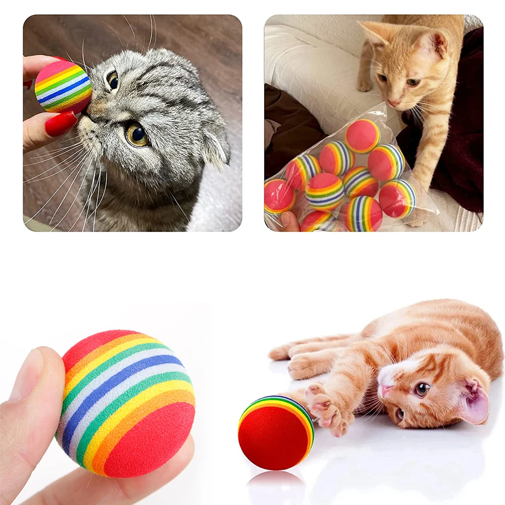 5/10 Pcs Colorful Pet Foam Balls Sponge Ball Cat Toy Soft Foam Rainbow Play Balls Training Interactive Kittens Pet Funny Toys