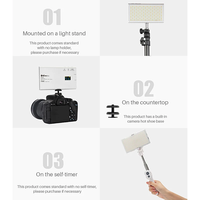  Pocket Mini 180 LED Video Light Vlog Live Stream Photography Lighting for DSLR Smartphone Portable  - 4000073844576