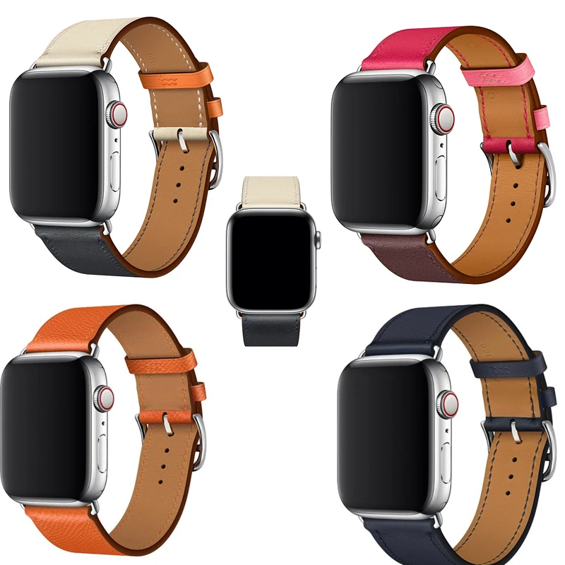 Ремешок из натуральной кожи для iwatch Series 6/5/4/3/2/1 браслет Apple Watch band SE Single Tour 38 42 40 мм 44
