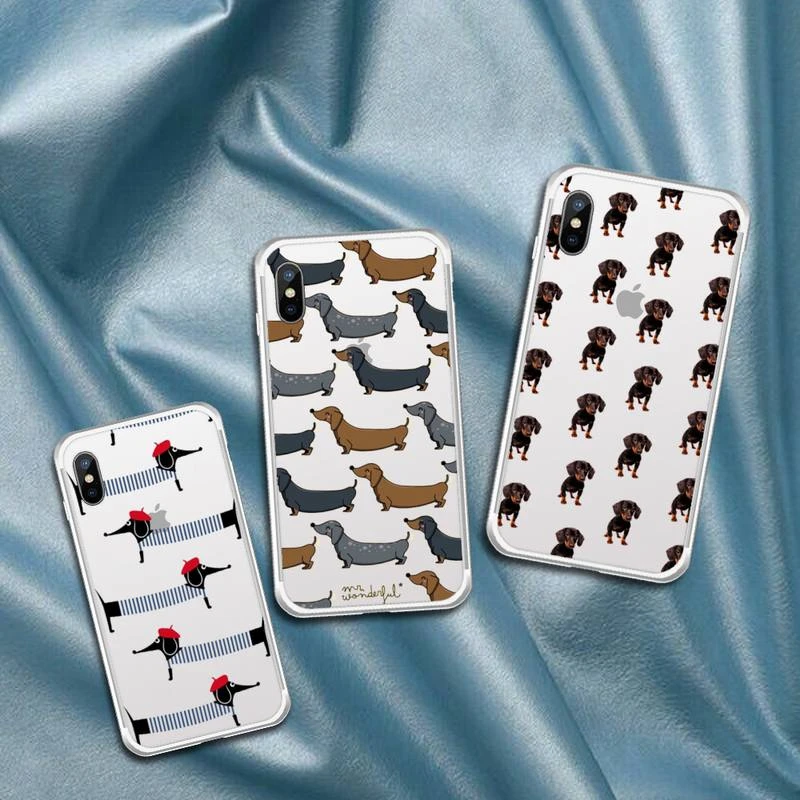 Dachshund Sausage Dog Cute animal Phone Case cover carcasa Transparent for iPhone 6 7 8 11 12 s mini pro X XS XR MAX Plus iphone 8 silicone case