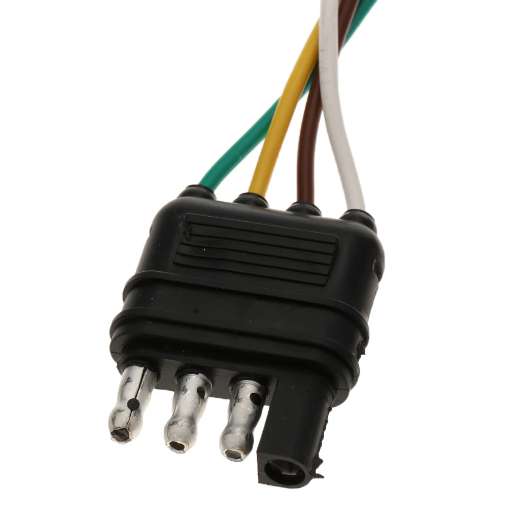4 Way Flat to 7 Way Round Car RV Truck Trailer Wiring Adapter Plug Converter
