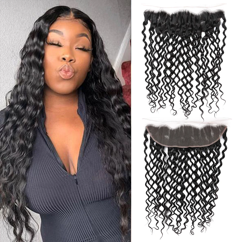 

Brazilian Water Wave 13x4 Hd Lace Frontal Human Hair with baby hair Transparent Ear to ear Lace Closure For Women Pre-plucked