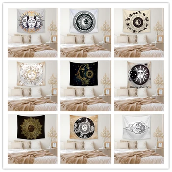 

130x150cm Autumn Map Style 100% Polyester Tapestry Sun and moon Decorative Wall Hanging