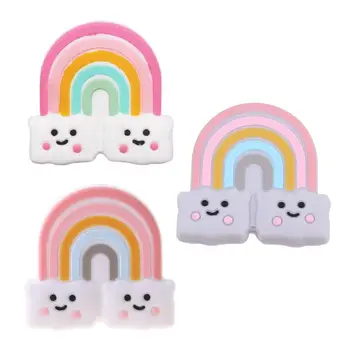 

OOTDTY 5pcs BPA Free Silicone Baby Teether Rainbow Beads Pacifier Infant Teething Soother Toys Accessories