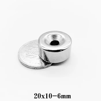

2~50PCS 20x10-6 Strong Cylinder Rare Earth Countersunk Magnet 20*10 mm Hole 6mm Round Neodymium Magnetic Magnets N35 20*10-6