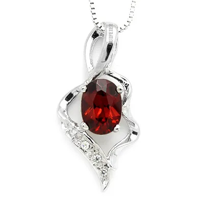 

Ювелирные изделия Colife Elegant Silver кулон ожерелья из границы 4 мм * 6 мм подвеска в форме натурального граната Solid 925 Серебряный гранат Jewelry