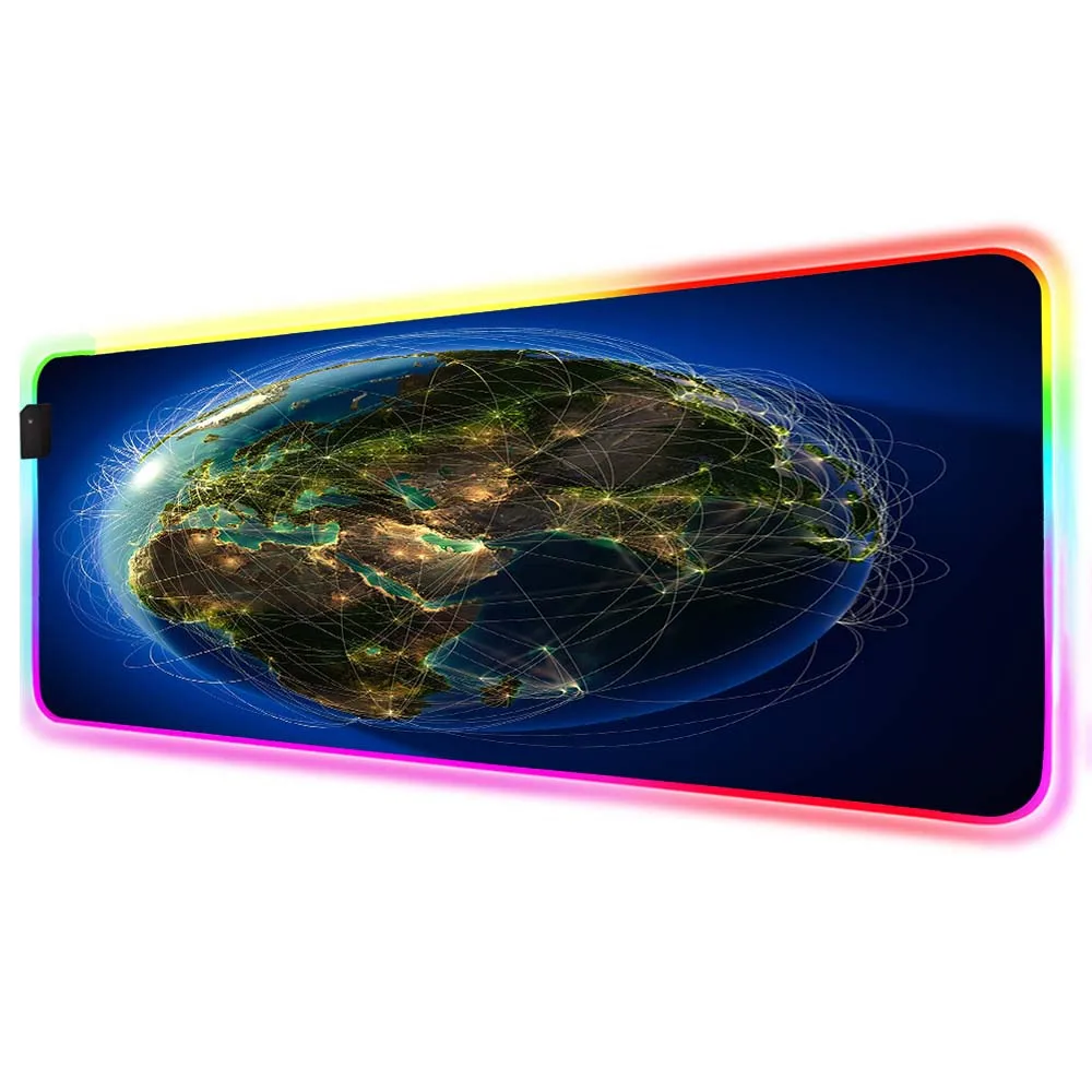 

Large Mousepad RGB Best Selling Dear Franxx Mouse Pad Earth Pattern LED Gaming Mouse Keyboard Computer Notebook XXL Gaming Desk