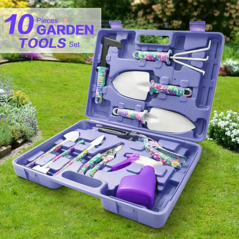

5 Pieces Hand Tools with Purple Floral Print with Carrying Case Garden Tool Set