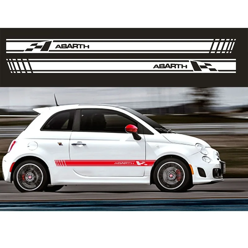 Для(1 пара/2 шт) innovate 2 шт Автомобильный Стайлинг Abarth боковой Стикер на автомобильную юбку гоночная полоса стикер тела s для FIAT 500 da-65
