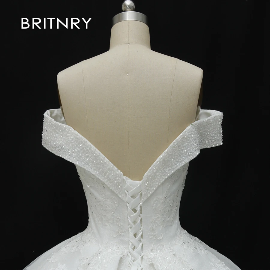 BRITNRY роскошное свадебное платье бальное платье Vestido de noiva Дешевое кружевное с принтом Свадебные платья на прокат платье невесты с вырезом лодочкой