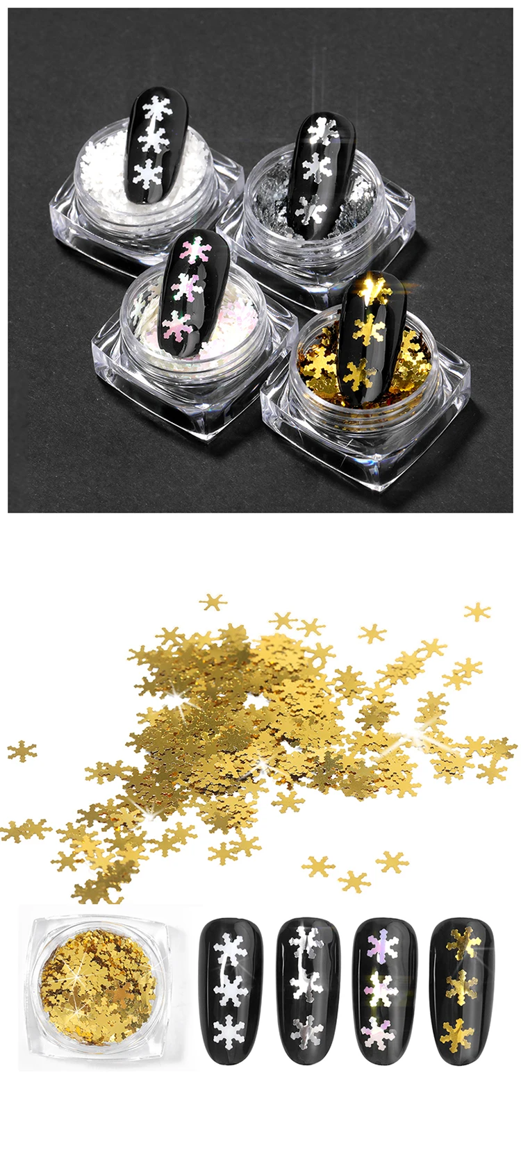 HNUIX 1 бутылка выдалбливают золотые блестки для ногтей Блеск снежные хлопья смешанные дизайнерские украшения для ногтевого искусства Pillette аксессуары для ногтей