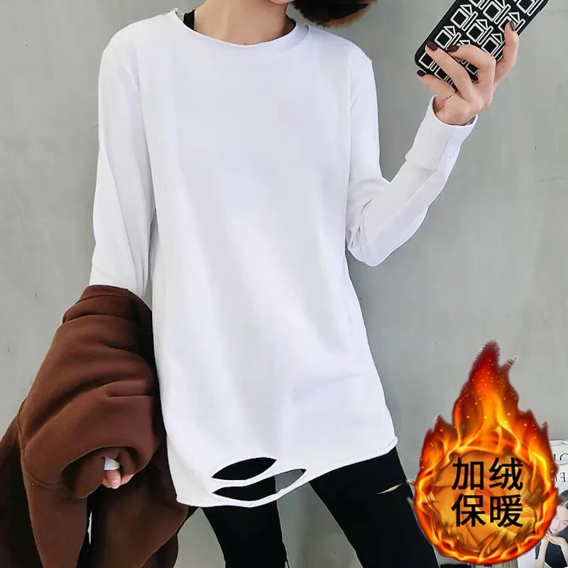 

S-2XL Oversize White T Shirt Women Long Sleeve Womens Tops Spring O neck Tee Shirt Women Korean Style T-Shirt Cotton Tshirt