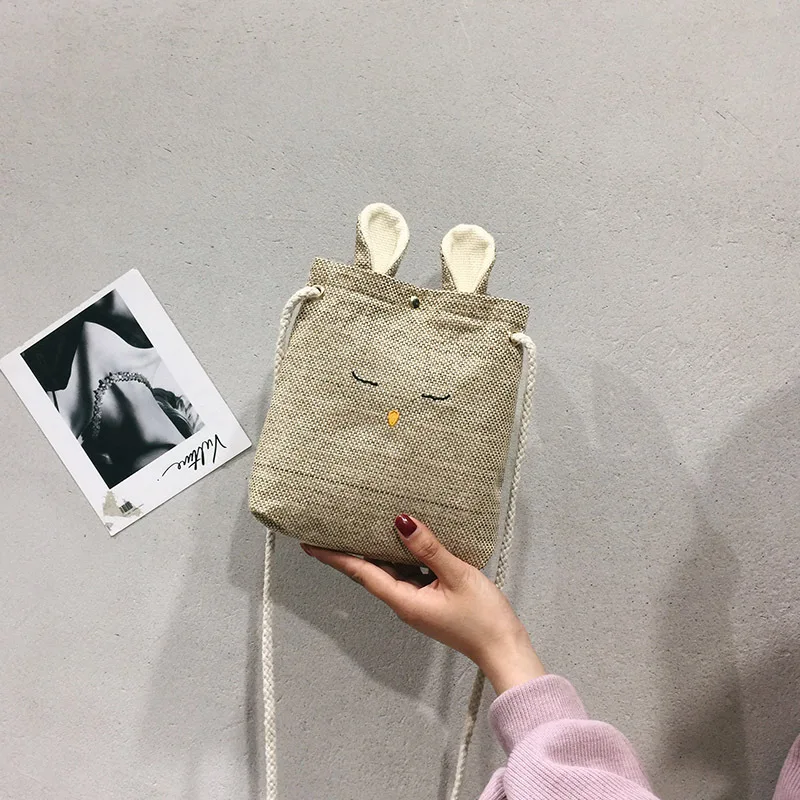 Оригинальная сумочка стиль корейский стиль кролик телефон сумка экологически чистая тканевая подкладка сплошной цвет плечо B