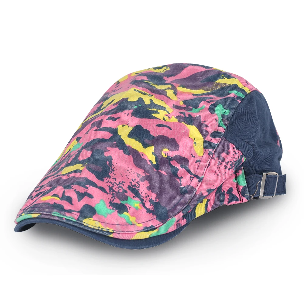 

Cool Camouflage Printed Hat Women Beret For Winter Female Hats Plaid Vintage Boina Autumn Cap Running Sport Breathable Flat Caps