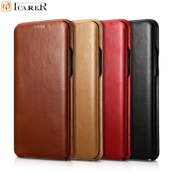 

100% Genuine Real Leather Case For Samsung Galaxy S10 Plus S10e S9+ Note 9 Magnetic Vintage Leather Wallet Flip Case Cover