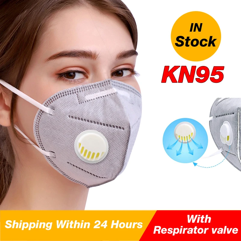 

Breathing Safety KN95 Mask with respirator valve 6 layers for personal protection mouth face masks Fast Delivery and In stock