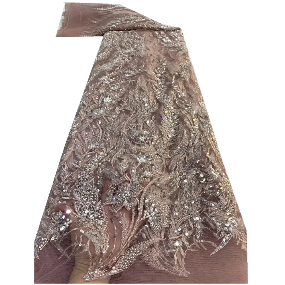 

African Wedding Lace Fabric Embroidery Lace Sequins Lace Fabrics 2021 Nigerian Quality French Net Tulle Lace For Dress zx73-19