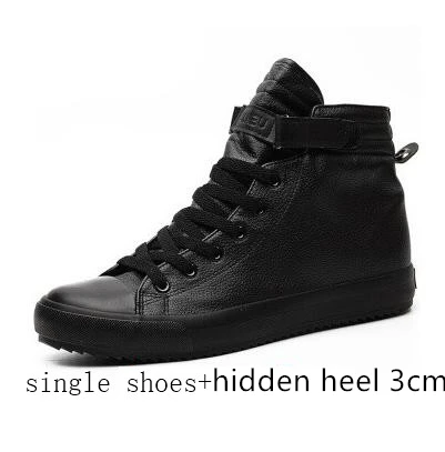 Black White High Top Sneakers Men Ankle Boots Comfort Leather Shoes Men Casual Trainers Elevator Shoes for Men Flats 3cm 8cm 4