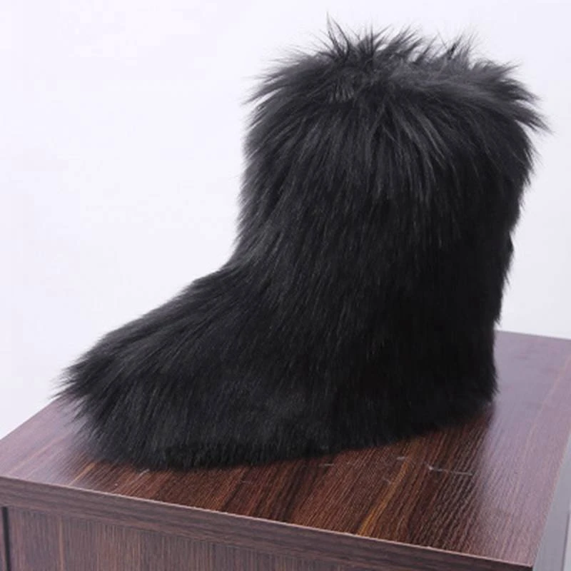 Reave Kat Winter Vrouwen Snowboots Echte Echte Harige Struisvogelveren  Furry Fur Flats Pluche Warme Ski Outdoor Laarzen Schoenen botte -  AliExpress Schoenen
