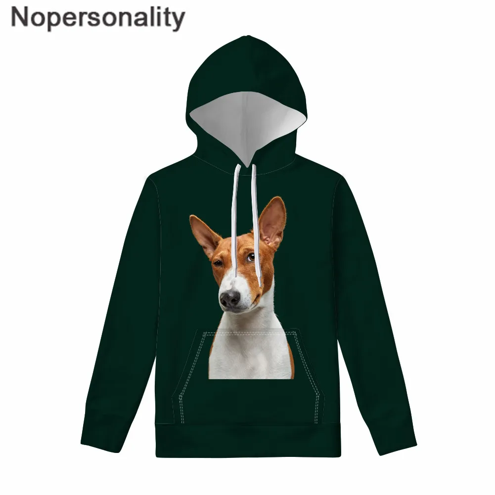 Nopersonality Basenji Собака Печатные перемычки с капюшоном для женщин с длинным рукавом Толстовка милая собака свободные топы Осень Witner одежда - Цвет: XM2777Z72W