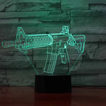 

3D Led Bedside Night Light Shape Machine Gun Usb Table Lamp 7 Color Change Home Decoration Bedroom Sleep Lighting Fixture Gifts