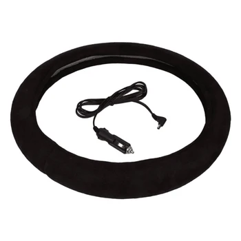 

Electric Heated Steering Wheel Cover Winter Interior 15 Inch 12V Accessories Black Soft Protective Car Lighter Plug Universal