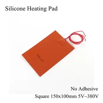 

150mmx100mm 12V 24V 220V Silicone Heating Pad Electric Silicone Rubber Heat Mat Heated Bed Plate Flexible Waterproof 3D Printer