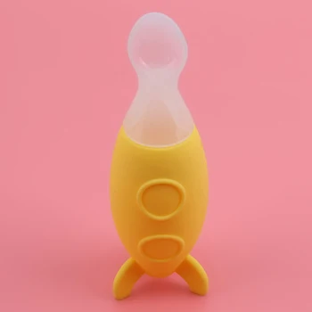 

2020 Household Hot Brand Squeeze Silicone Baby Feeding Bottle Spoons Feeder 4 Colors Baby Feeding Spoon Without Bpa