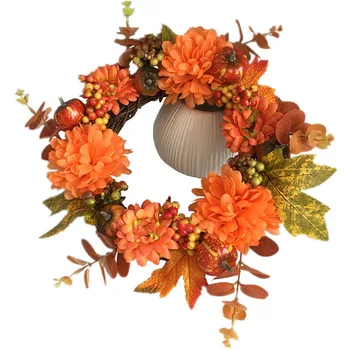 

Artificial Berry Pumpkin Maple Leaves Fall Theme Hanging Decor for Christmas Halloween Thanksgiving Days Door Decorations